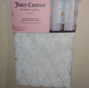JUICY COUTURE WINDOW CURTAIN SET JUICY COUTURE EMBROIDERED WINDOW PANELS SET NEW